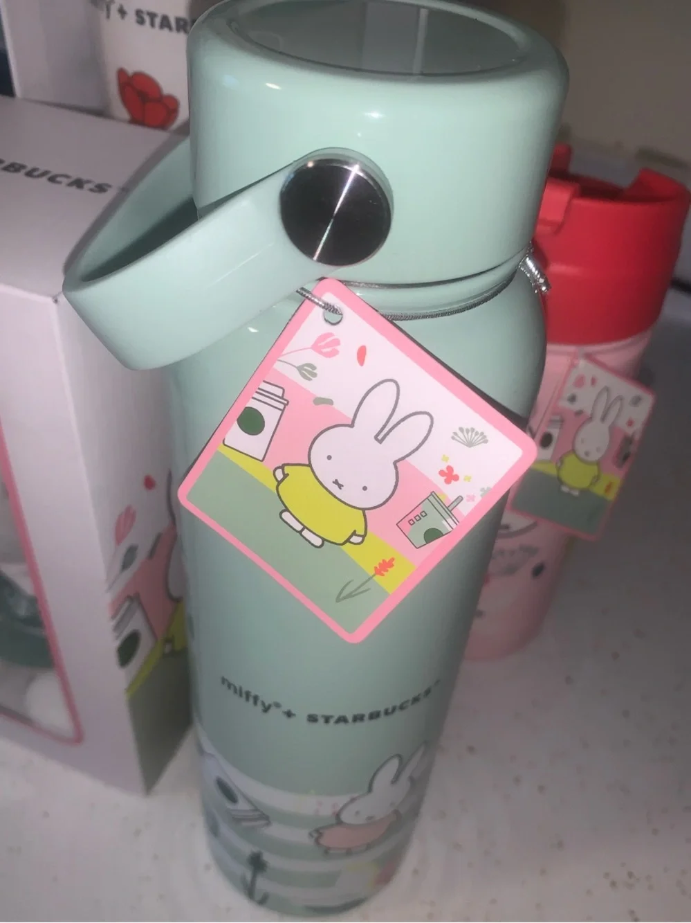 Starbucks Miffy Pink & Mint Drinkware and Plush Gift Set - Picture 4 of 5